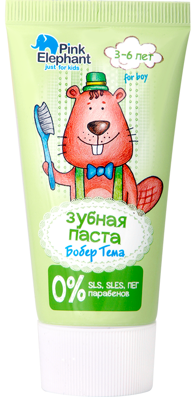 Pink Elephant Tyoma the Beaver Ages 3-6 Kids Toothpaste, 50 mL