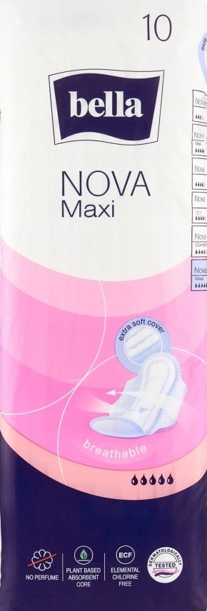 Bella Nova Maxi Softiplait Sanitary Pads, 5 Drops, 10 pcs