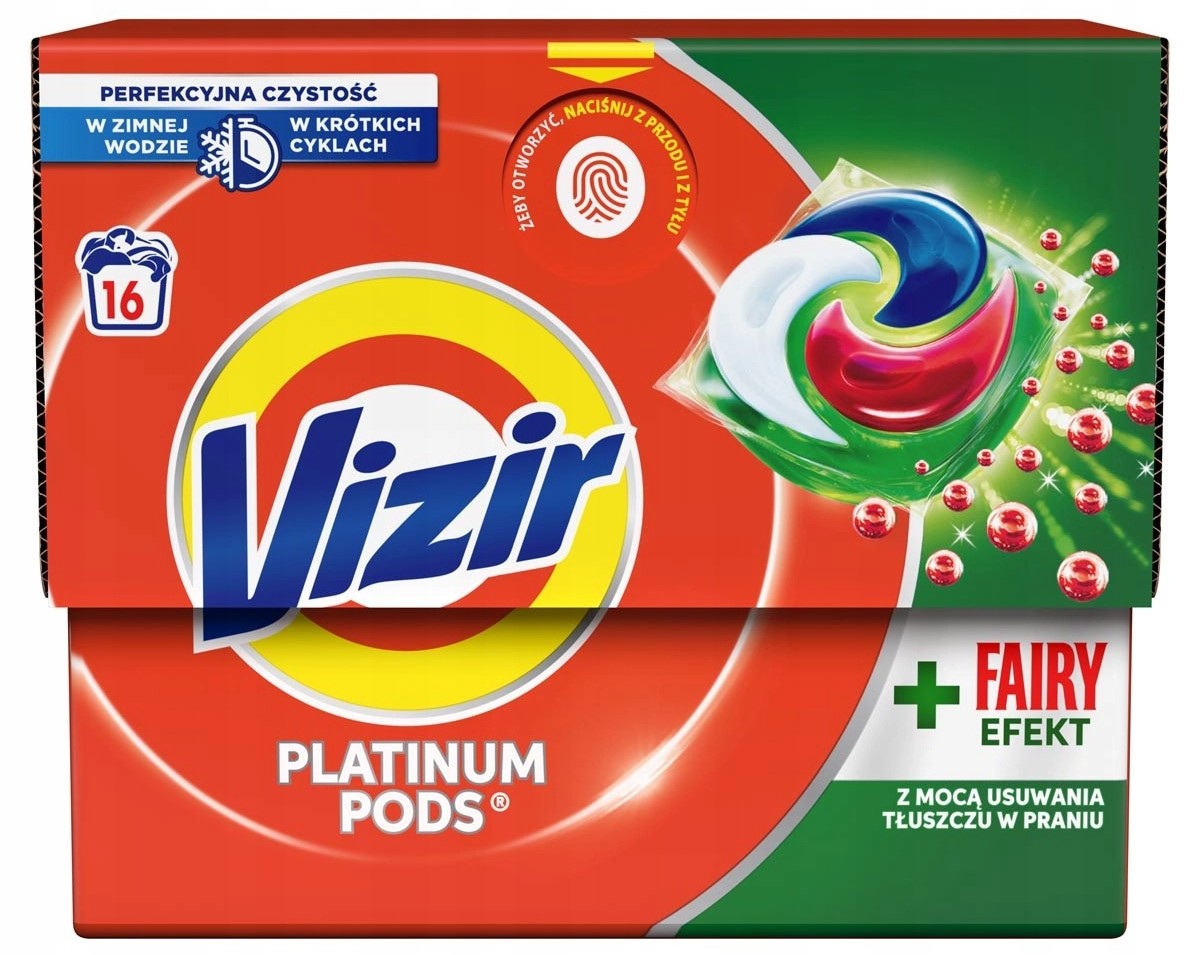 Vizir Platinum Pods + Fairy Effect Laundry Detergent Pods, 16 pcs (Price per 1 pc)