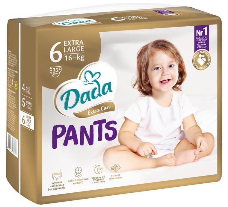Dada Extra Care Pants (6) Extra Large Baby Pull-Up Diaper Pants, 32 pcs, 16+ kg