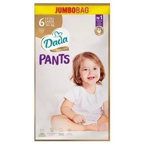 Dada Extra Care Pants (6) Extra Large Jumbo Bag Baby Pull-Up Diaper Pants, 56 pcs, 16+ kg