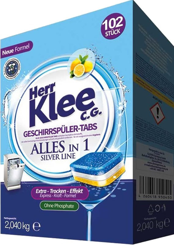Herr Klee Silver Line All-in-1 Dishwasher Tablets, 102 pcs (Price per 1 pc)