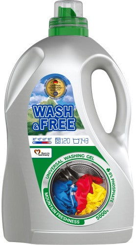 Wash & Free Mountain Freshness Liquid Laundry Detergent, 5000 g