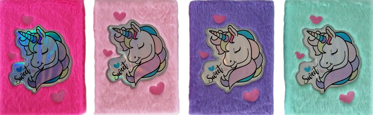 Unicorn M-094 A5 Grid Notebook with Furry Cover, 80 Sheets