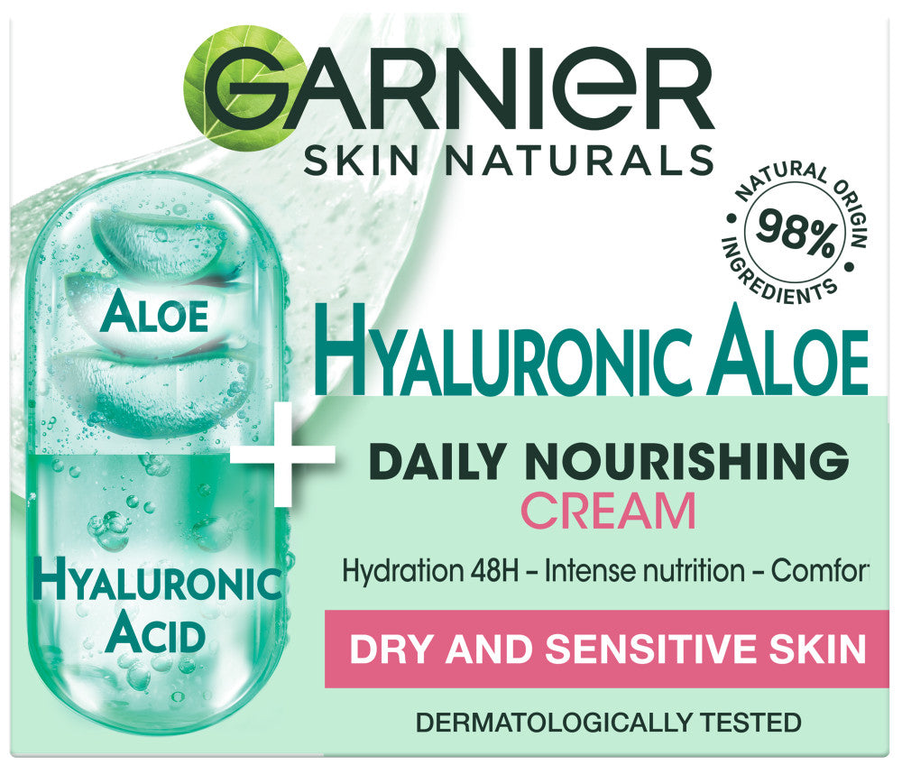 Garnier Skin Naturals Hyaluronic Aloe Moisturizing Cream for Dry & Sensitive Skin, 50 mL