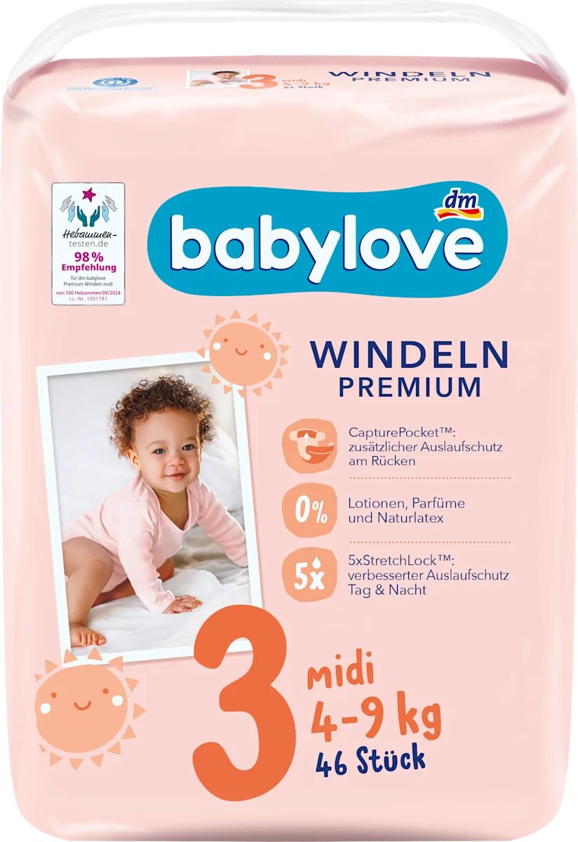 Babylove Premium Size 3 Baby Diapers, 4-9 kg, 46 pcs