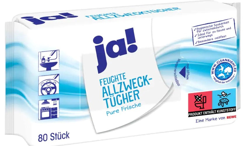 Ja! Pure Freshness All-Purpose Cleaning Wet Wipes, 80 pcs