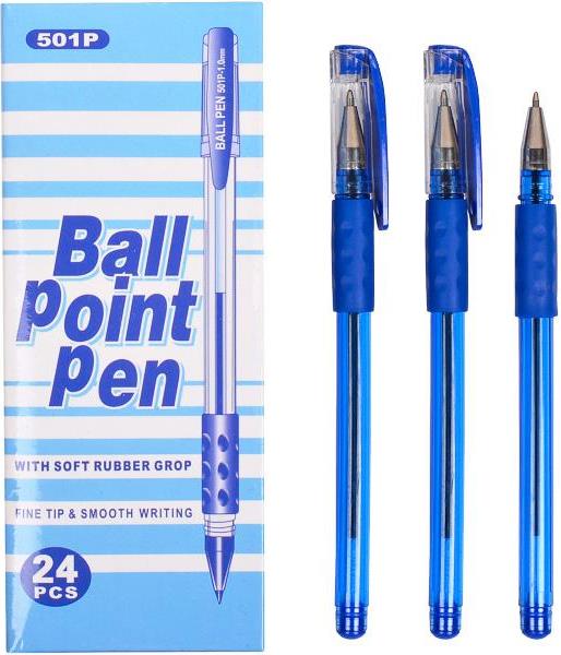 Tianjiao 501P Blue Ballpoint Pen with Rubber Grip, 1.0 mm