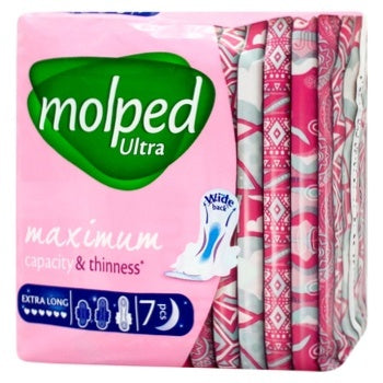 Molped Ultra Night Extra Long Sanitary Pads, 7 pcs