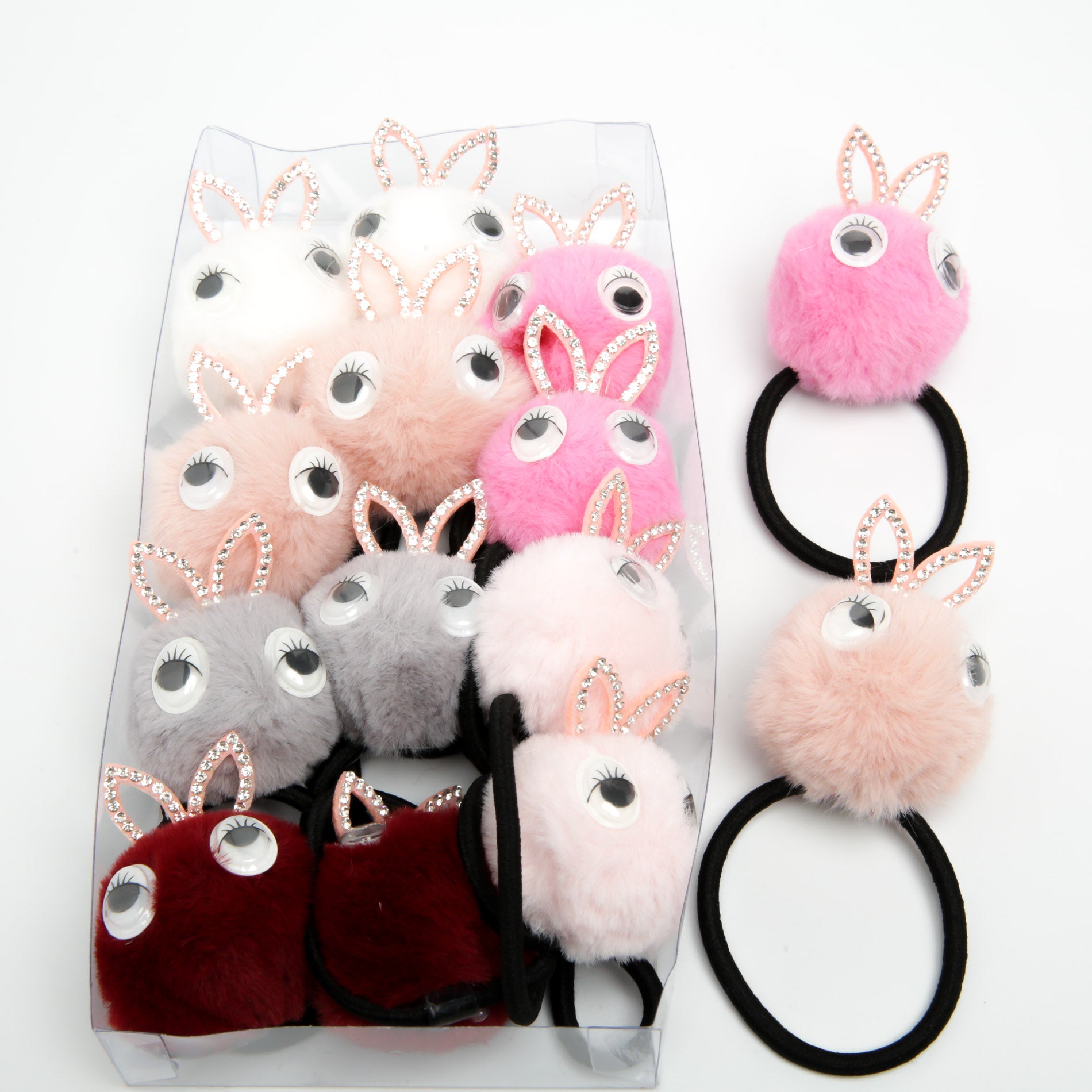 Kids' Faux Fur Bunny Hair Tie 5-9457, 5.5 cm Diameter (Price per 1 pc)