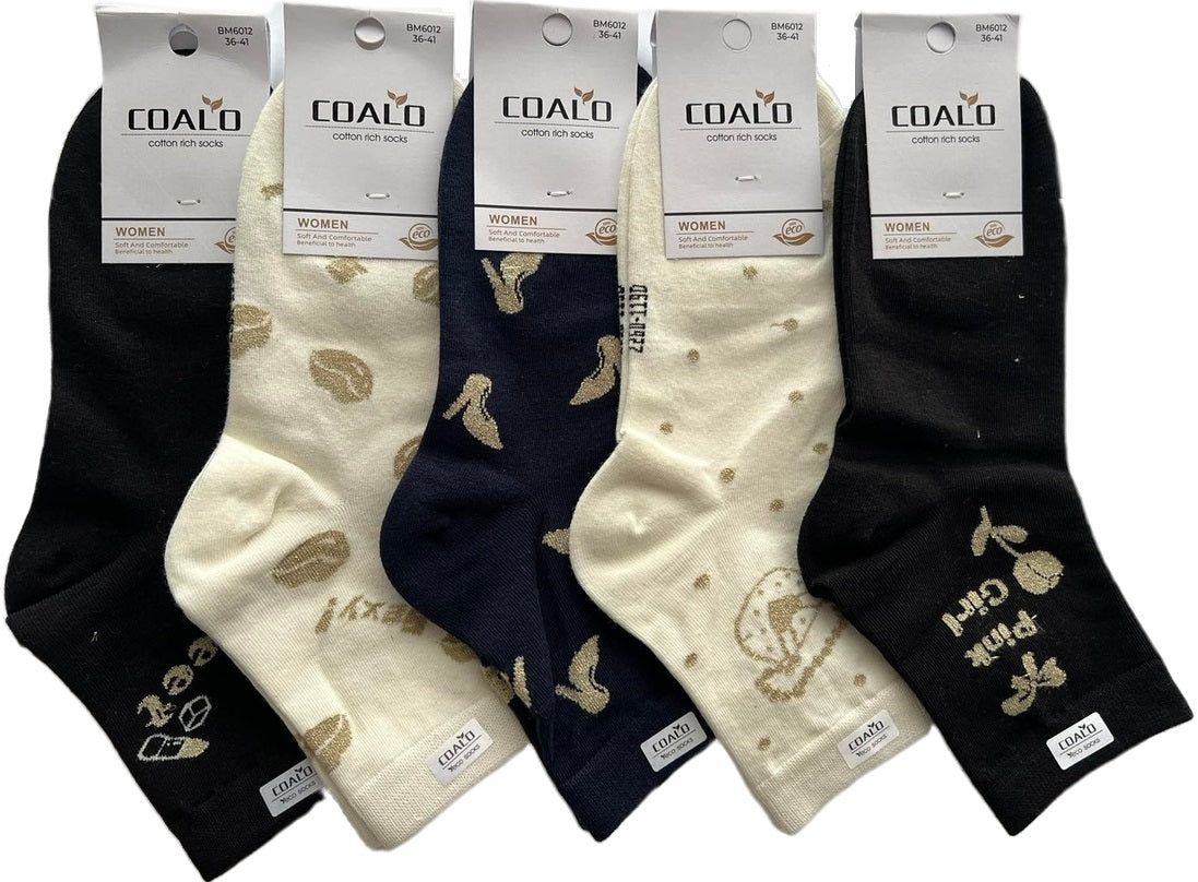 Coalo BM6012 Women's Mid-Length Socks, Size 36-41