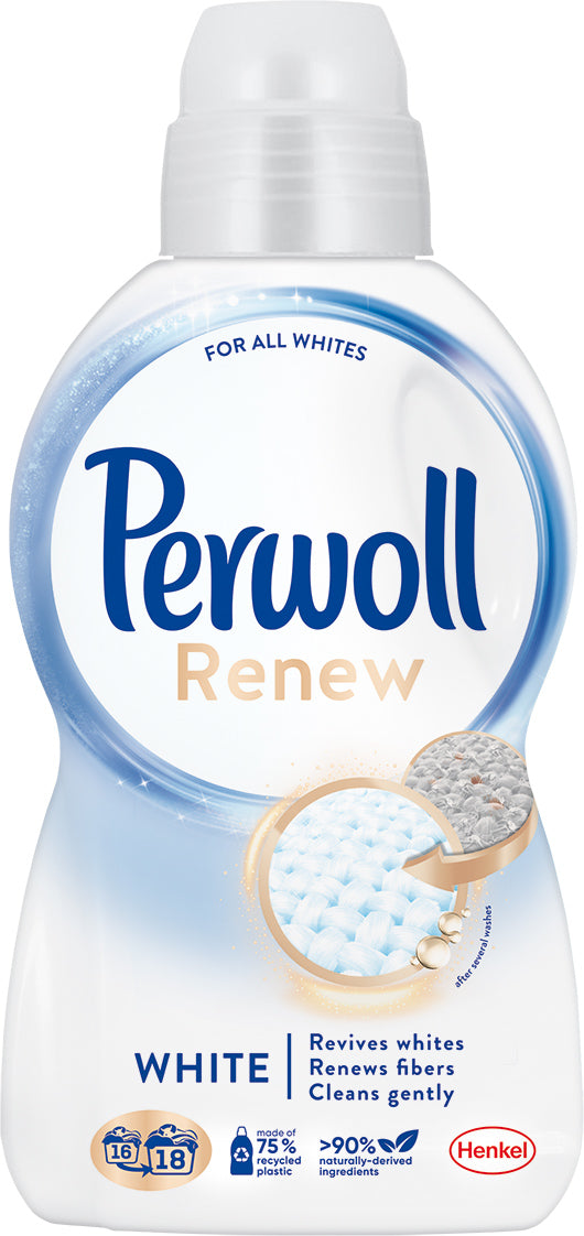 Perwoll Renew White Liquid Laundry Detergent, 990 mL, 18 wash loads