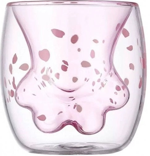 Olens DI21012609 Pink Paw Double-Wall Glass, 250 mL