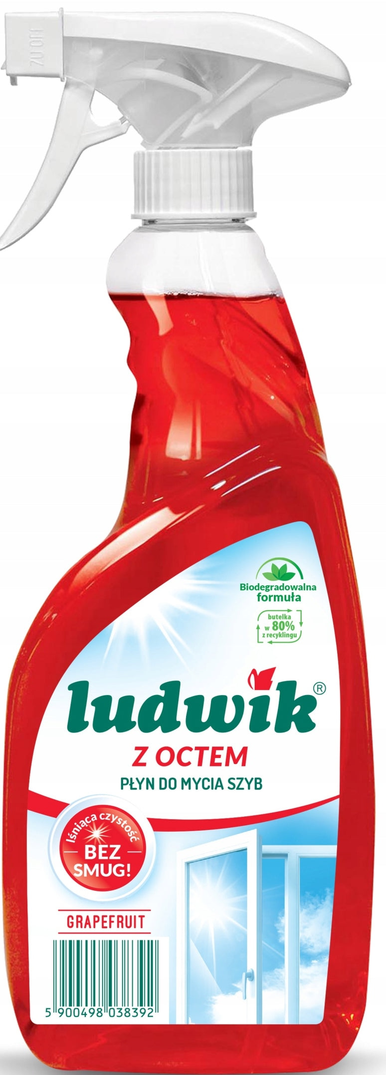 Ludwik Grapefruit Glass Cleaner Spray with Vinegar, 600 mL