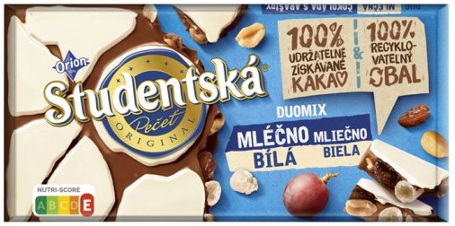 Studentska Pecet Original Milk & White Duomix Chocolate, 170 g