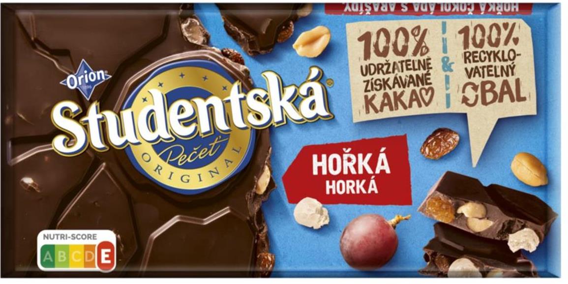 Studentska Pecet Original Dark Chocolate with Peanuts, Jelly & Raisins, 170 g