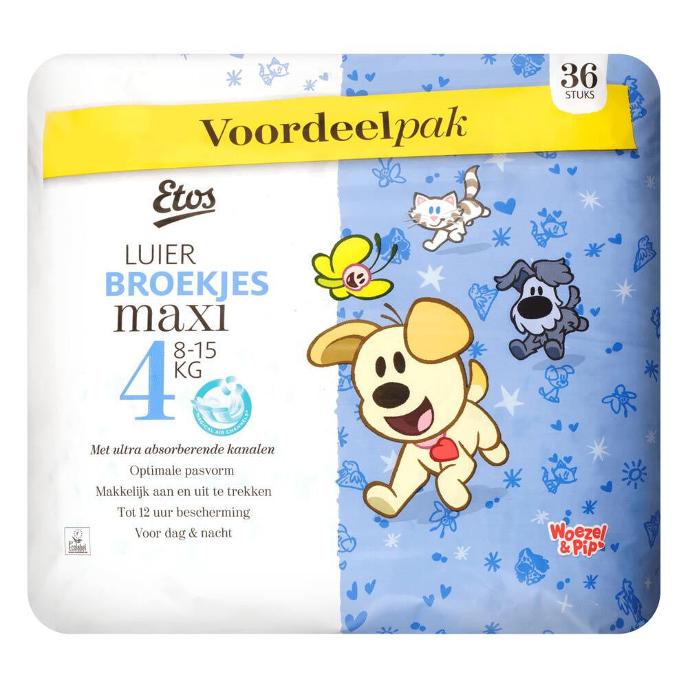 Etos Maxi Size 4 Baby Pull-Up Diaper Pants, 8-15 kg, 36 pcs
