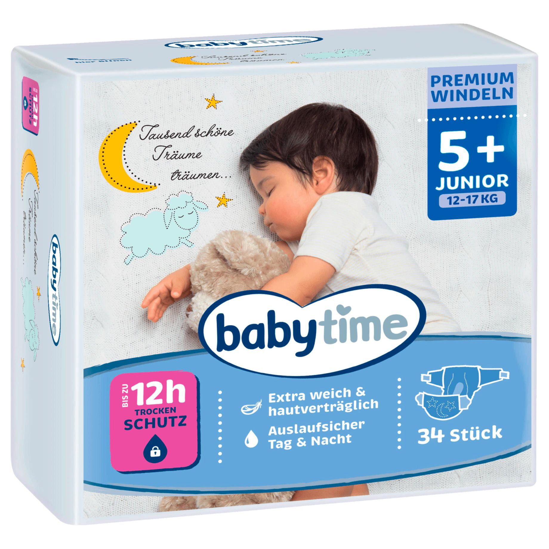 Babytime 5+ Baby Diapers, 12-17 kg, 34 pcs