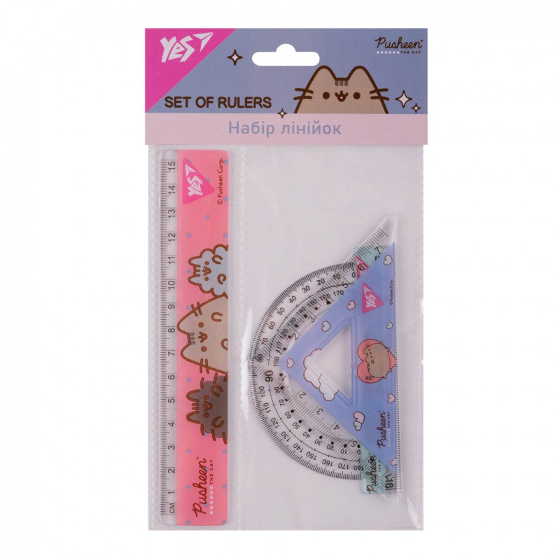 Yes Pusheen Geometry Set, 3 pcs, 15 cm Ruler - Image 2