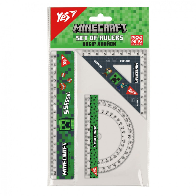 Yes Minecraft Geometry Set, 3 pcs, 15 cm Ruler - Image 2