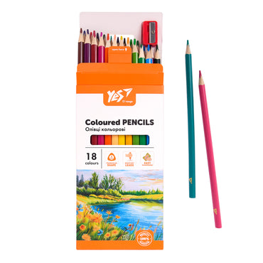 Yes 290739 Orange Line Colored Pencils with Sharpener, 18 Colors - Image 2