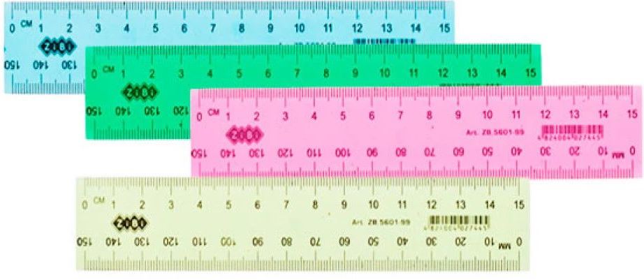 Zibi ZB5600-99 Plastic Ruler, 15 cm, Assorted