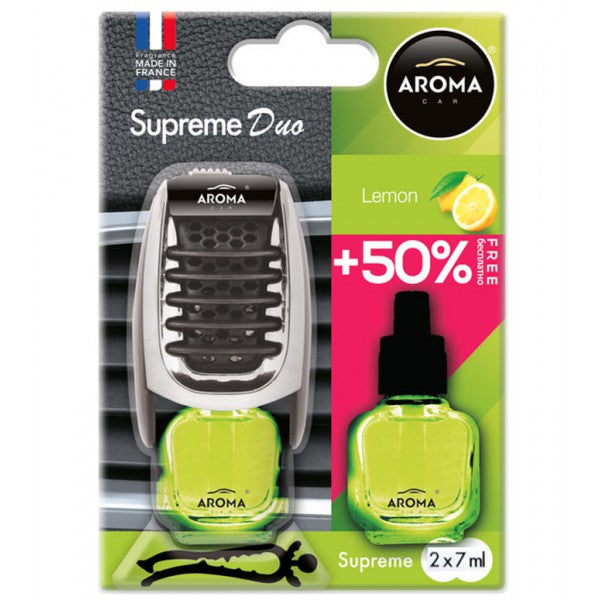 Aroma Car Supreme Duo Lemon Vent Clip Air Freshener, 2 x 7 mL