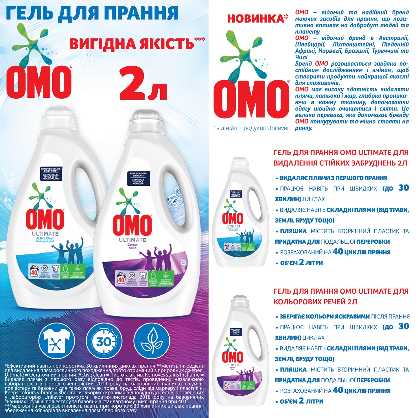 OMO Ultimate Tough Stain Laundry Detergent Gel, 40 Loads, 2 L - Image 3