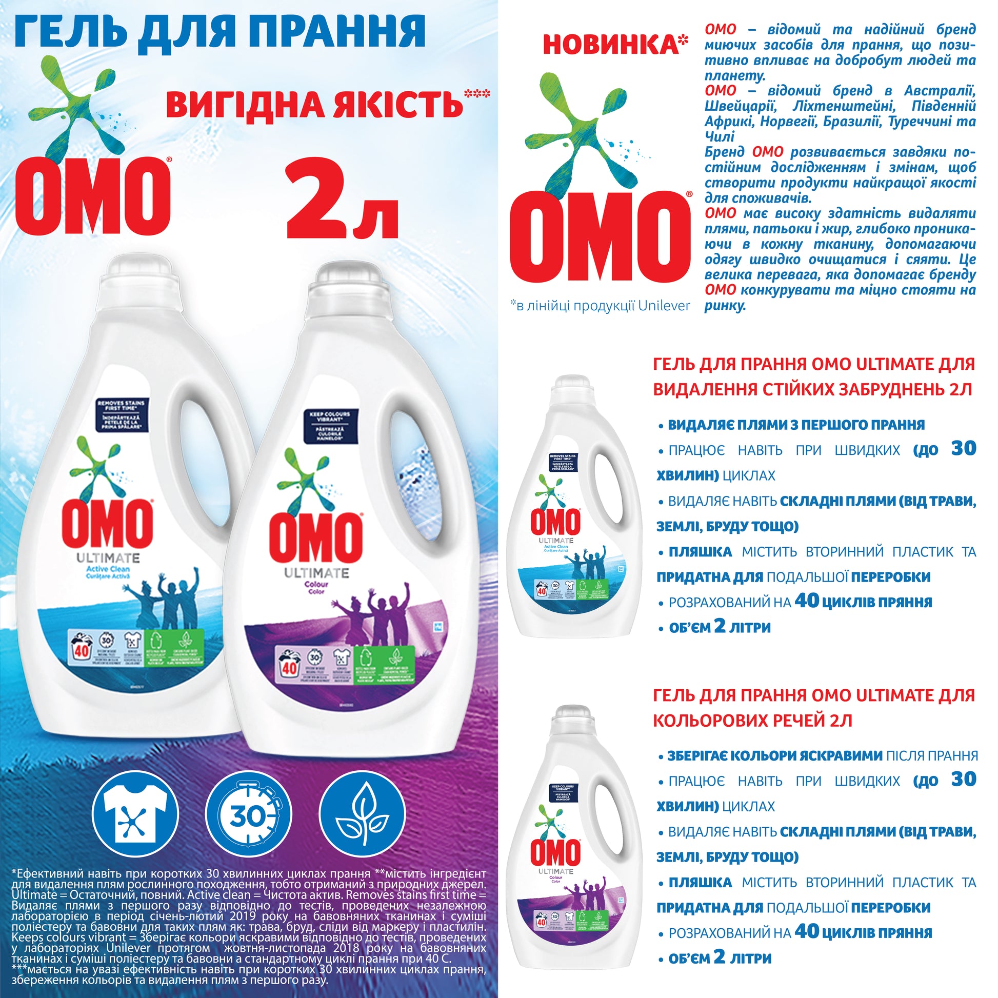 OMO Ultimate Tough Stain Laundry Detergent Gel, 40 Loads, 2 L - Image 3