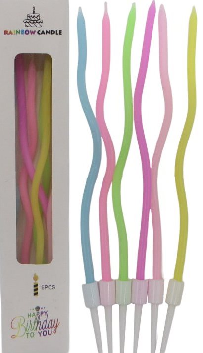 Macaron Spiral 407 Cake Candles, 15.5 cm, 6 Colors