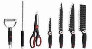 German Family GF-S03 Stainless Steel Kitchen Knife Set with Stand, 8 pcs - Image 2