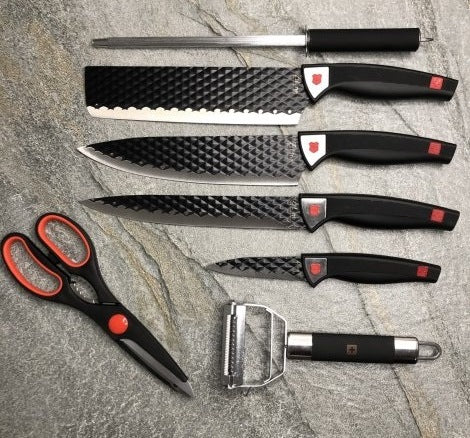 German Family GF-S03 Stainless Steel Kitchen Knife Set with Stand, 8 pcs - Image 3