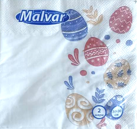 Malvar Happy Eggs 2-Ply Napkins, 30 x 30 cm, 20 pcs