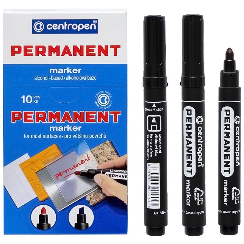 Centropen 8566 Black Round-Tip Permanent Marker, 2.5 mm