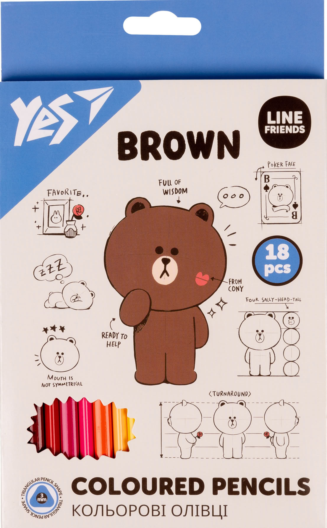 Yes 290712 Line Friends Colored Pencils, 18 Colors