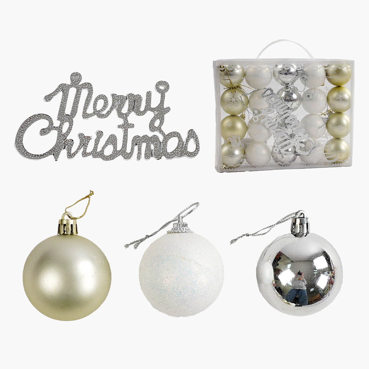 C 67327 Ball & Pendant Christmas Ornament Set, 4.5 cm Diameter, 21 pcs