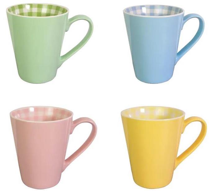 Vittora VT-C-188380 Colorful Check Ceramic Mug, 380 mL