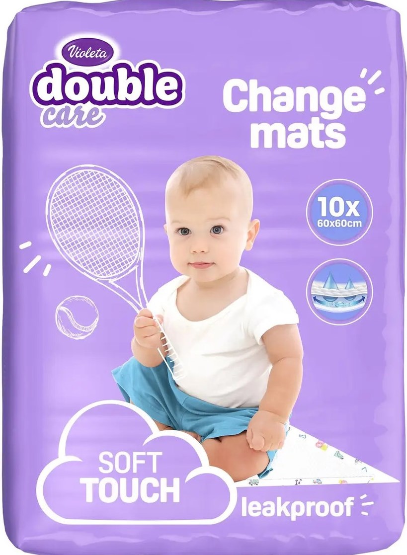 Violeta Double Care Baby Underpads, 60 x 60 cm, 10 pcs