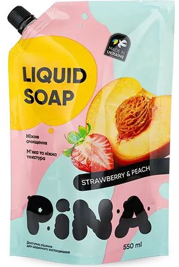 Pina Liquid Hand Soap Strawberry & Peach Doypack, 550 mL