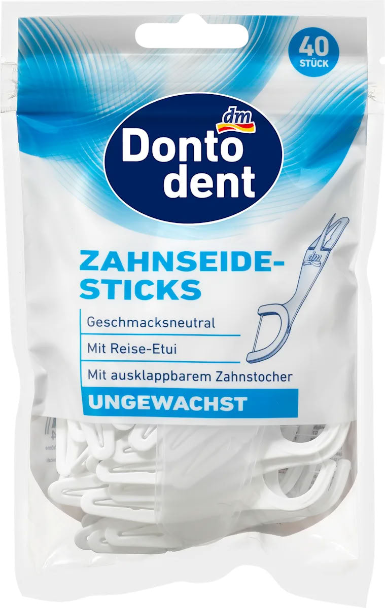 Dontodent Unwaxed Dental Floss Picks, 40 pcs