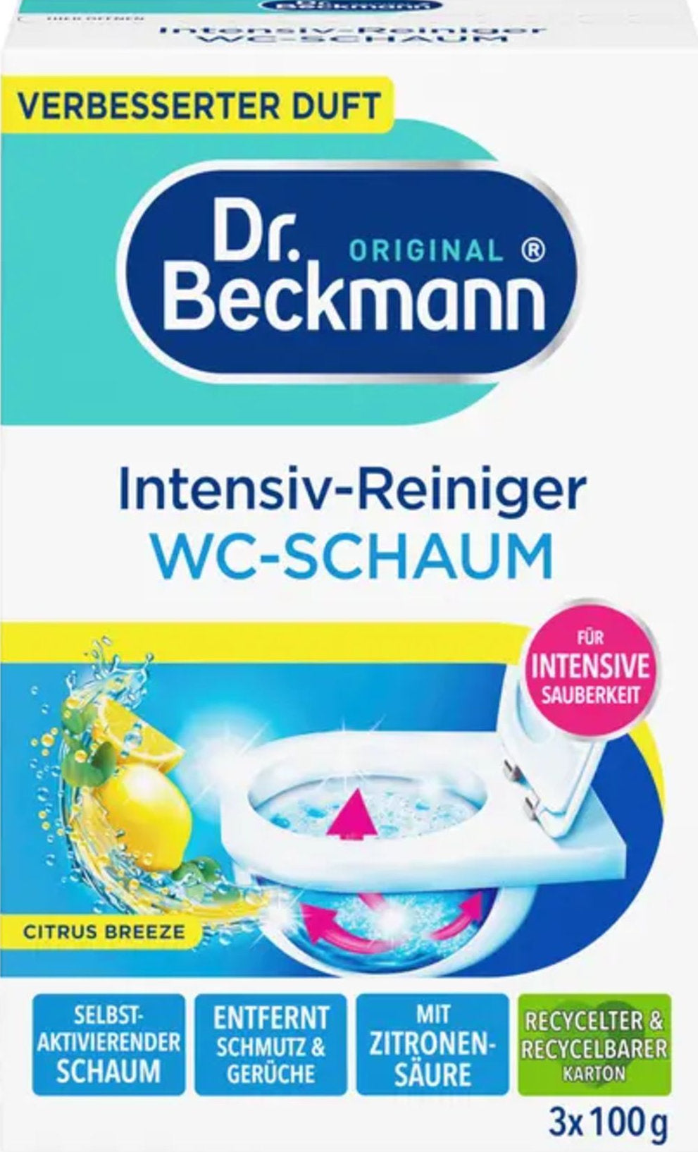 Dr. Beckmann WC Foam Toilet Cleaning Powder, 3 x, 100 g