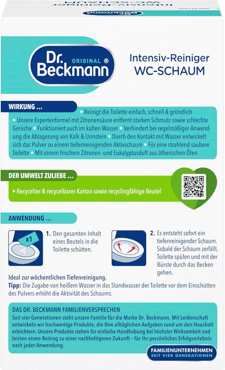 Dr. Beckmann WC Foam Toilet Cleaning Powder, 3 x, 100 g - Image 2