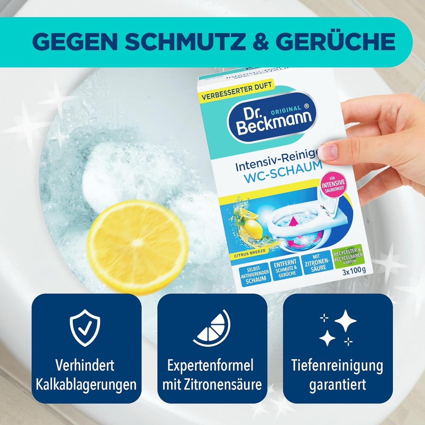 Dr. Beckmann WC Foam Toilet Cleaning Powder, 3 x, 100 g - Image 4