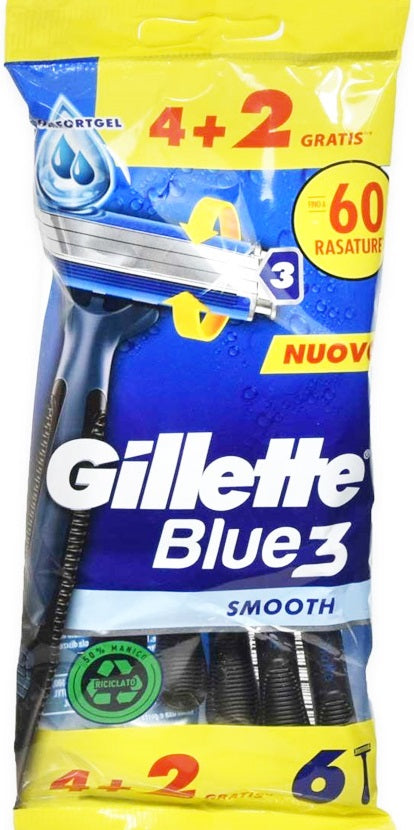 Gillette Blue 3 Smooth Razors, 4 + 2 pcs