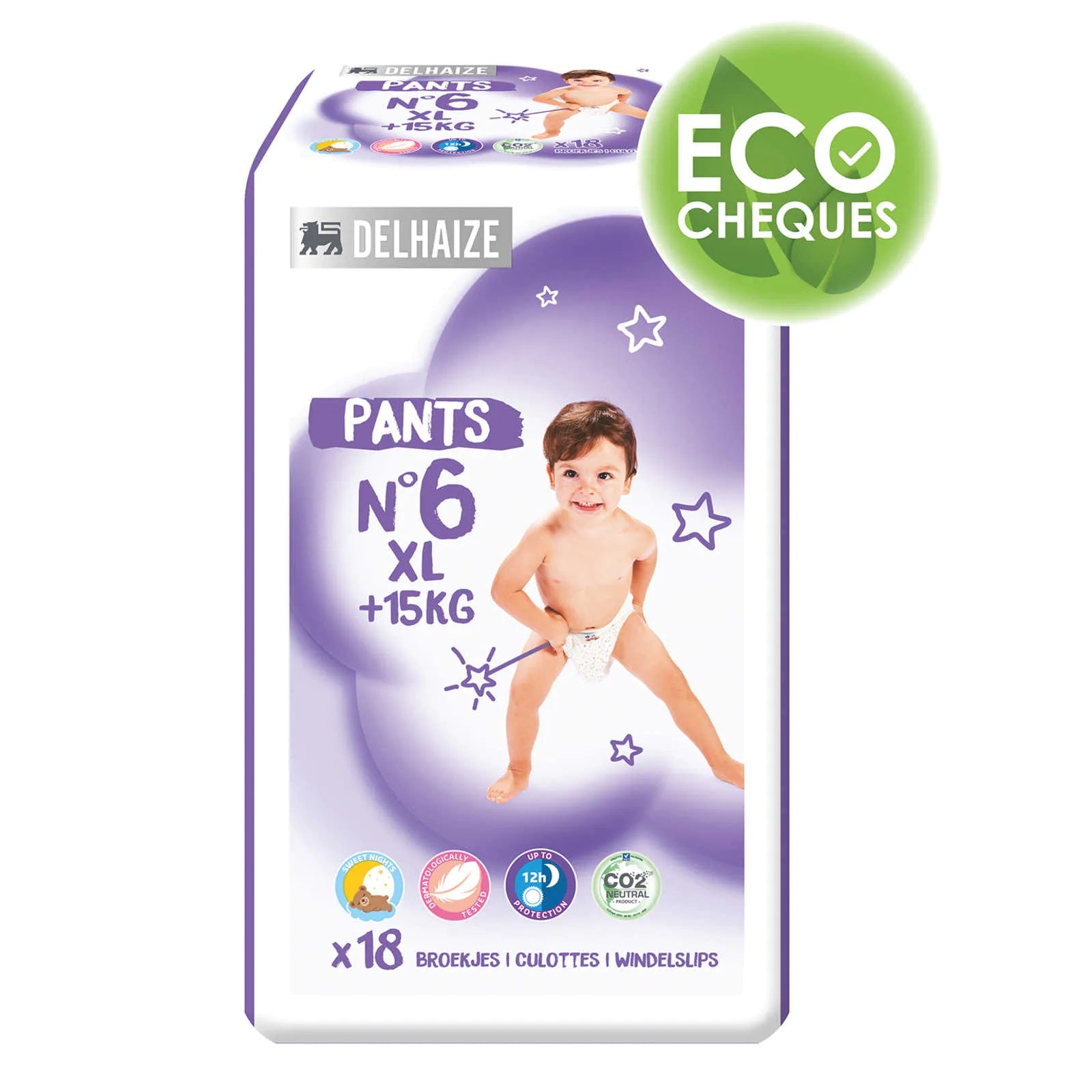 Delhaize Size 6 Baby Pull-Up Diaper Pants, 15+ kg, 18 pcs - Image 2
