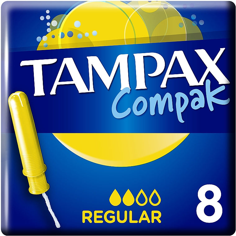 Tampax Compak Regular Single Tampons with Applicator, 8 pcs