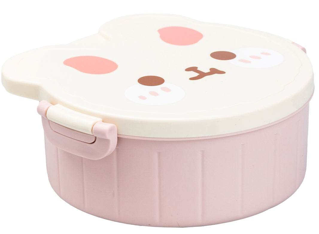 Rabbit HP-12-270P Pink Kids' Lunch Box with Utensils, 18 x 18 x 7 cm