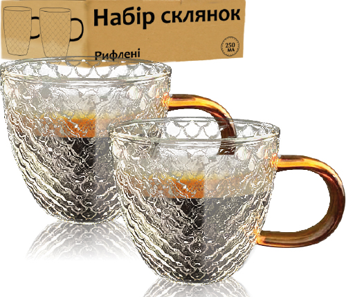 S&T 203-2 Ribbed Cup Set, 4 x 250 mL