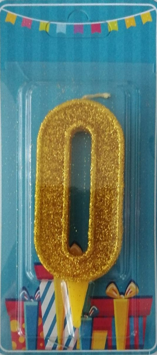 Gold Number 0 Cake Candle