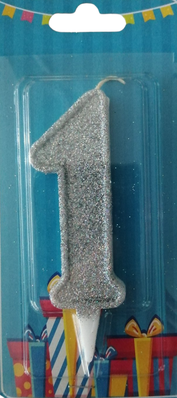 Silver Number 1 Cake Candle